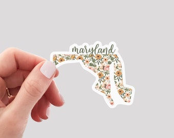 Maryland Sticker / MD Sticker / Floral Maryland Sticker / Maryland Home Sticker / Maryland Water Bottle Sticker / Maryland Laptop Sticker