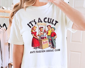 Funny It's a Cult Crop Tee, Anti-Trump Comfort Colors® Shirt, Anti Fascism Crop Shirt, Anti Fascist Social Club Crop Tee