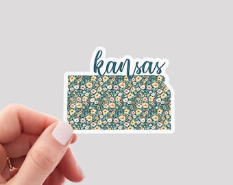 Kansas Sticker / KS Sticker / Floral Kansas Sticker / Kansas Home Sticker / Kansas Water Bottle Sticker / Kansas Laptop Sticker