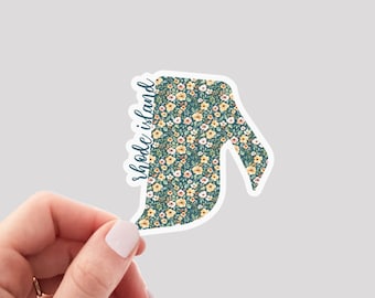 Rhode Island Sticker / RI Sticker / Floral Rhode Island Sticker / Rhode Island Home Sticker / Rhode Island Water Bottle Sticker