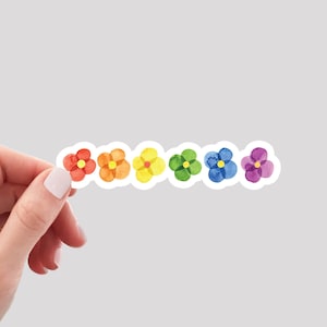 Rainbow Flower Sticker / Watercolor Flower Sticker / Pride Sticker / LGBTQA Sticker / LGBT Sticker / Rainbow Pride Sticker