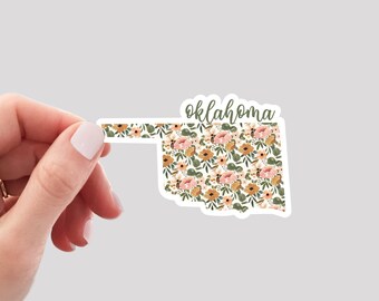 Oklahoma Sticker / OK Sticker / Floral Oklahoma Sticker / Oklahoma Home Sticker / Oklahoma Water Bottle Sticker / Oklahoma Laptop Sticker