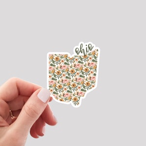 Ohio Sticker / OH Sticker / Floral Ohio Sticker / Ohio Home Sticker / Ohio Water Bottle Sticker / Ohio Laptop Sticker / Ohio Hydro Sticker