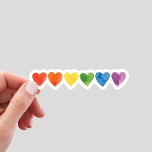 Rainbow Hearts Sticker / Watercolor Hearts Sticker / Pride Sticker / LGBTQA Sticker / LGBT Sticker / Rainbow Pride Sticker