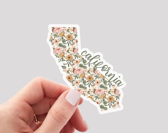 California Sticker / CA Sticker / Floral California Sticker / California Home Sticker / California Water Bottle Sticker / California Laptop