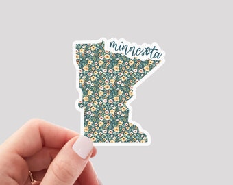 Minnesota Sticker / MN Sticker / Floral Minnesota Sticker / Minnesota Home Sticker / Minnesota Water Bottle Sticker / Minnesota Laptop