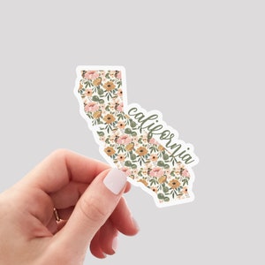 California Sticker / CA Sticker / Floral California Sticker / California Home Sticker / California Water Bottle Sticker / California Laptop