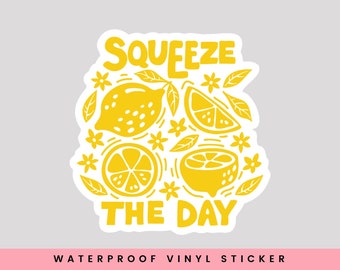 Squeeze the Day Sticker, Lemons Sticker, Lemonade Sticker, Motivational Vinyl Sticker, Positivity Sticker, Seize the Day Sticker