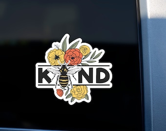 Bee Kind Sticker / Be Kind Sticker / Bee Sticker / Floral Bee Sticker / Water Bottle Sticker / Hydro Sticker / Laptop Sticker