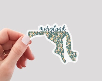 Maryland Sticker / MD Sticker / Floral Maryland Sticker / Maryland Home Sticker / Maryland Water Bottle Sticker / Maryland Laptop Sticker