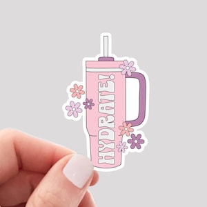 Hydrate Sticker, Tumbler Sticker, Drink More Water Sticker, Emotional Support Water Bottle Sticker