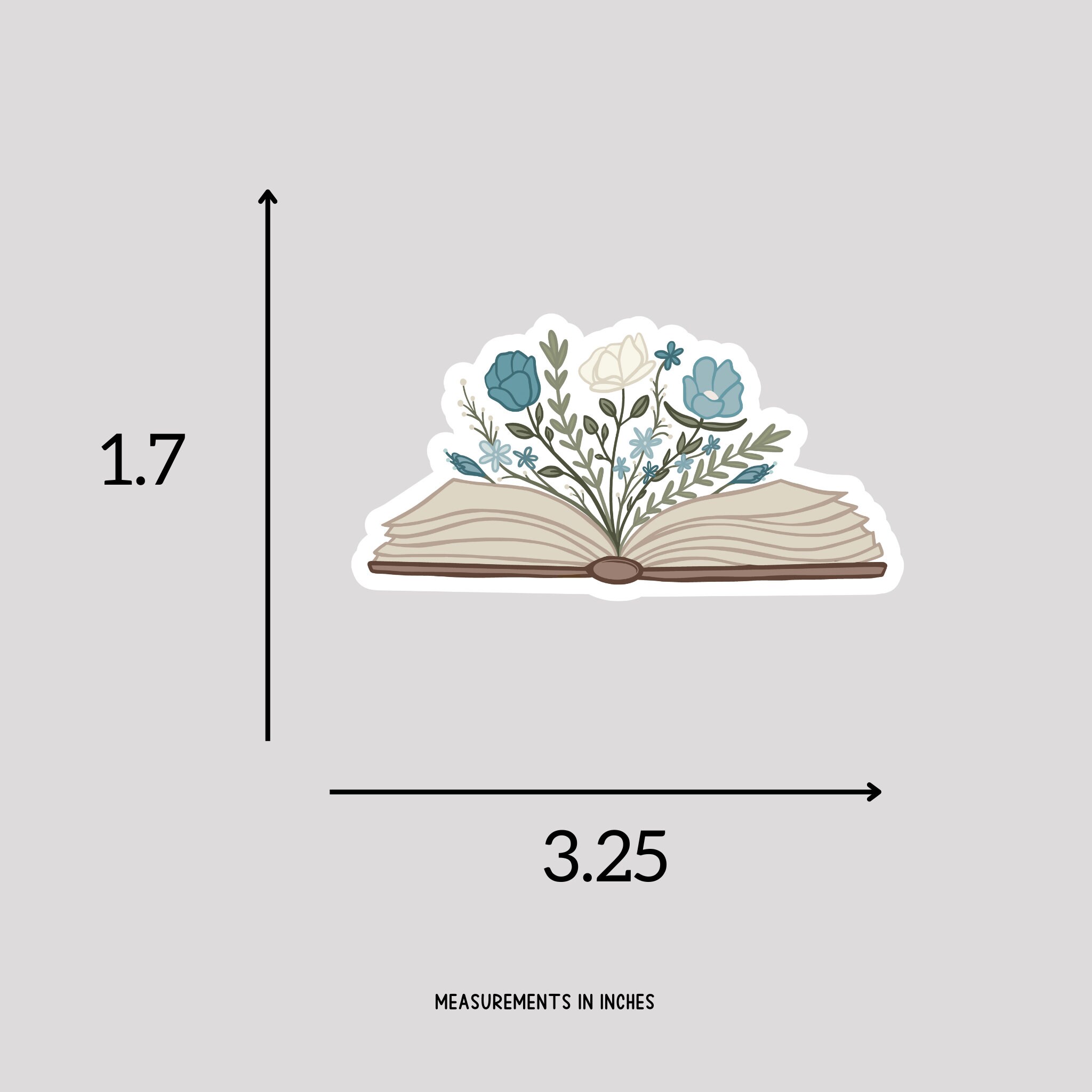 Floral Book Sticker, Open Book Sticker, Reading Sticker, Book Lover ...