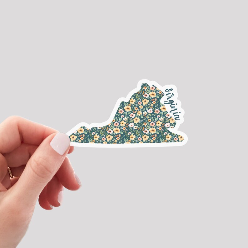 Virginia Sticker / VA Sticker / Floral Virginia Sticker / Etsy