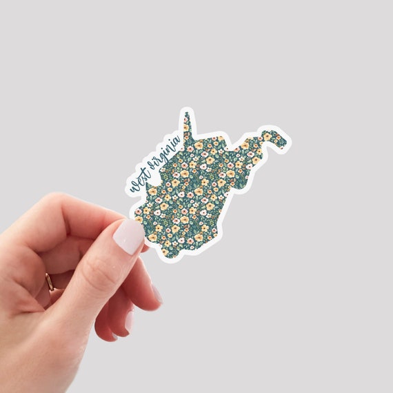 West Virginia Sticker / WV Sticker / Floral West Virginia Sticker / West Virginia Home Sticker / West Virginia Water Bottle Sticker
