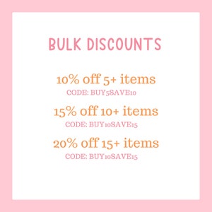 a pink background with a white frame and a pink background with the words bulk discount