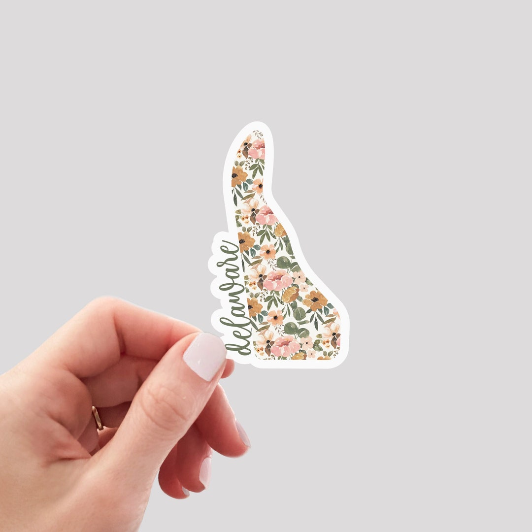 Delaware Sticker / DE Sticker / Floral Delaware Sticker / Delaware Home ...
