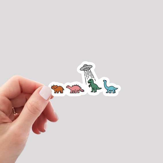 Dinosaur Sticker / UFO Sticker / Alien Sticker / Funny Hydro Sticker / Funny Water Bottle Sticker / Laptop Sticker