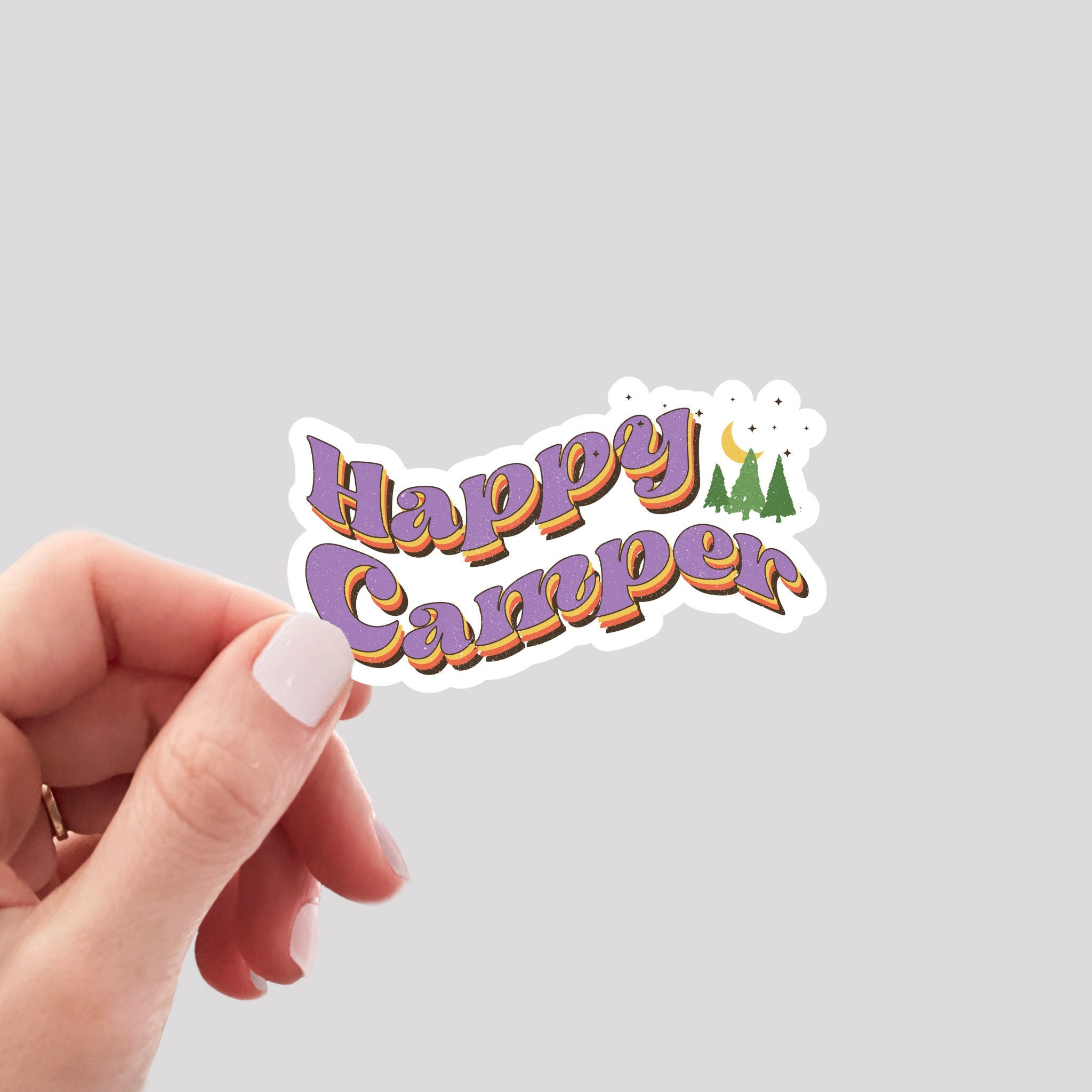 Happy Camper Sticker / Camping Sticker / Mountains Sticker / Hiking ...