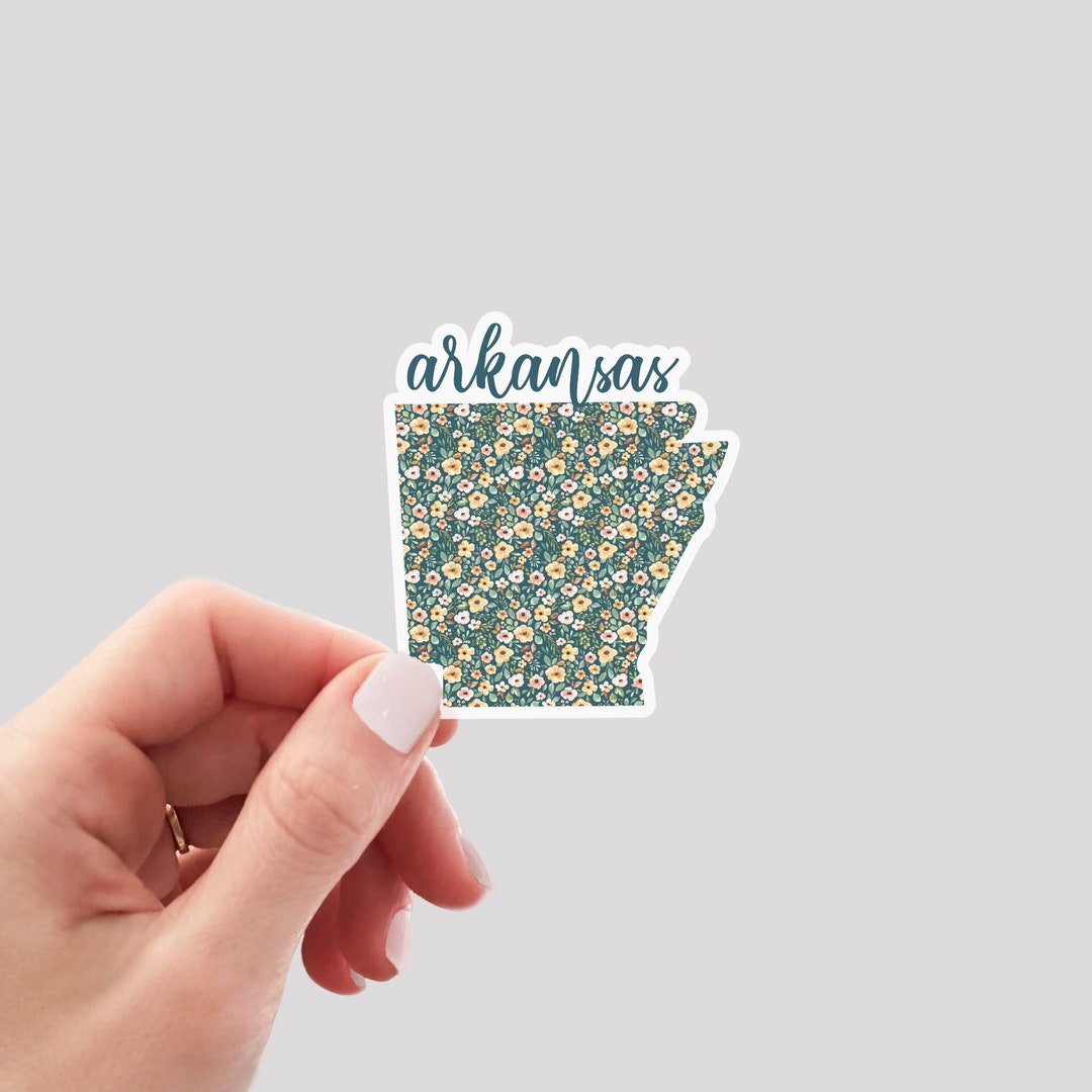 Arkansas Native Sticker Arkansas Sticker / AR Sticker / Floral Arkansas Sticker / Arkansas Home ...