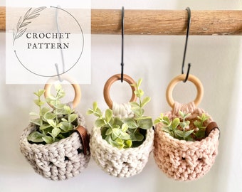 CROCHET PATTERN | The Crossed Planterette. Crochet plant hanger pattern. Ivory Farmhouse. Beginner friendly crochet pattern.