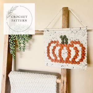 CROCHET PATTERN | pumpkin wall hanging. Farmhouse wall hanging.  Crochet wall hanging. Fall decor diy.