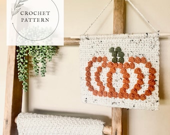 CROCHET PATTERN | pumpkin wall hanging. Farmhouse wall hanging.  Crochet wall hanging. Fall decor diy.