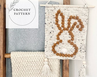 CROCHET PATTERN | Bunny wall hanging. Crochet wall hanging pattern. Easter decor. Wall decor. Farmhouse decor. Wall art. Nursery decor.