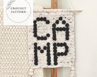 CROCHET PATTERN | Camp wall hanging. Crochet wall hanging pattern. Summer decor. Wall decor. Farmhouse decor. Camper decor. Nursery decor.