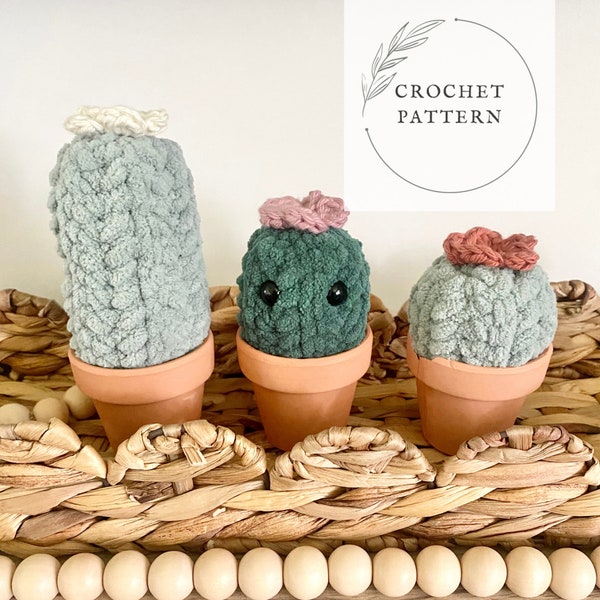 CROCHET PATTERN | Mini cactus pattern. Crochet plant pattern. Crochet home decor pattern.