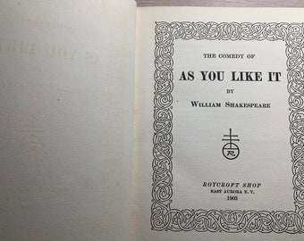 1903 “As You Like It” Shakespeare - HC - Antique Book - Collectible Book - English Literature