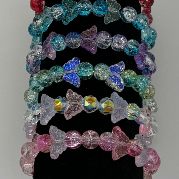 Butterflies and Sparkle - Handmade Beaded Bracelets - Glass Beads