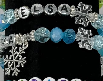 Elsa - Disney's Frozen Inspired (Queen Elsa) - Handmade Beaded Bracelets - Optional Snowflake Charm
