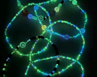 GLOW in the Dark Handmade Beaded Bracelet Set - Set of 6