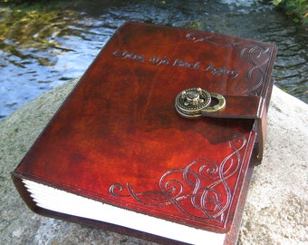 Customizable Tolkien style "There and Back Again" Leather Photo Album Scrapbook