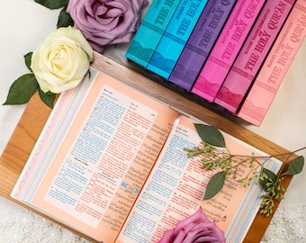 THE HOLY QURAN in Roman English Translation and Transliteration w/Colored Pages| Large Size