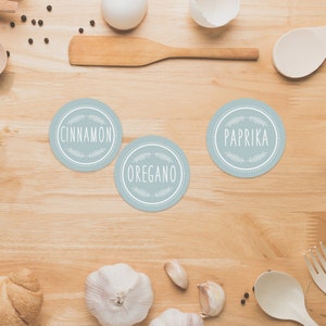 Modern Spice Labels, Robin Egg Blue Spice Pantry Labels image 1