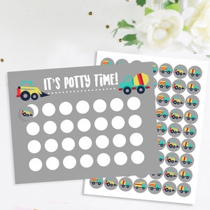 Truck Boy Potty Training Chart With Stickers, Potty Chart, Potty Sticker Chart, Truck Potty Chart, Potty Time Chart