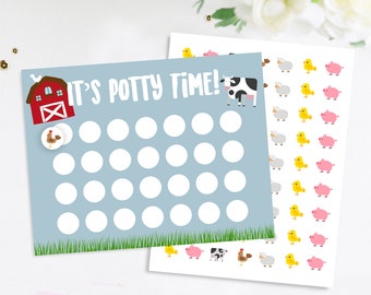 Farm Animals Potty Training Chart with matching stickers, Sticker Chart, Potty Training Chart, Toilet Chart, Reward Chart