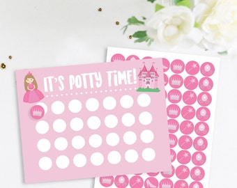 Princess Potty Training Chart With Stickers, Potty Chart, Potty Sticker Chart, Princess Potty Chart, Potty Time Chart