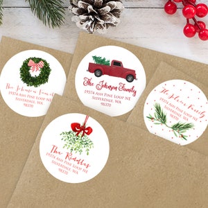 Printable Address Labels Round Christmas Return Address Label ...