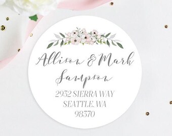 Custom Wedding Return Address Label Sticker, Watercolor Return Address Label, Sticker, 2" Return Address Label