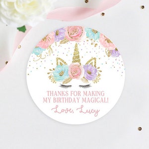 Unicorn Horn Colorful Birthday Favor Stickers