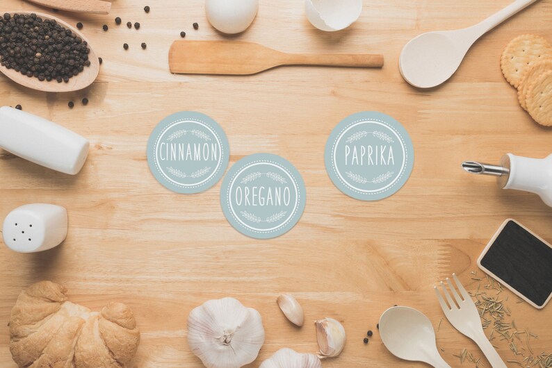 Modern Spice Labels, Robin Egg Blue Spice Pantry Labels image 1