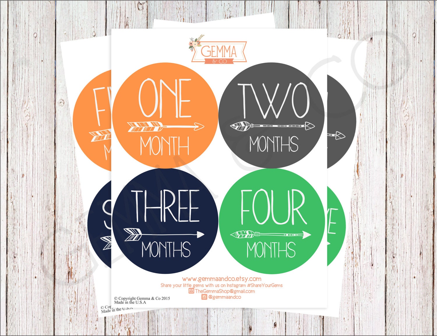 The Jack | Tribal Aztec Arrow Simple Baby Boy 12 Month Growth Sticker Set