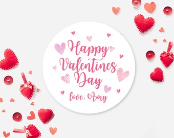 Heart Valentines Stickers, Customized 2.5 Inch Valentines Stickers, Classroom Valentine Stickers, Custom Valentines, Kids Valentines