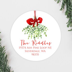Maretak kerstvakantie adres etiketten, schattige Maretak kerstkaart adresetiketten, adresstickers ronde 2 Inch