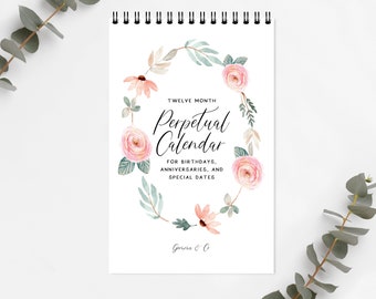 Perpetual Calendar Watercolor Floral