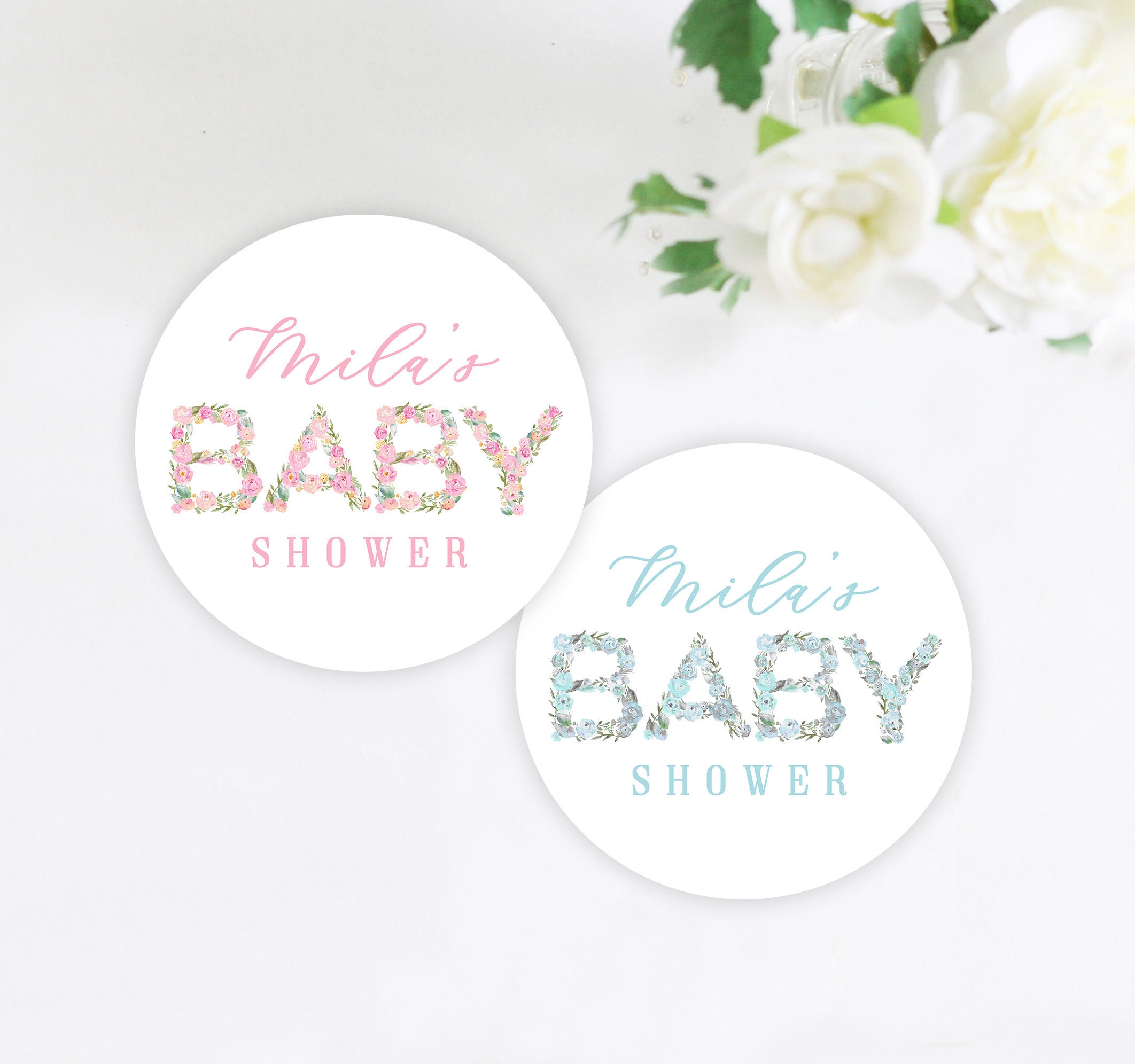 Baby Shower Favor Stickers Shower Stickers Baby Girl Shower Etsy
