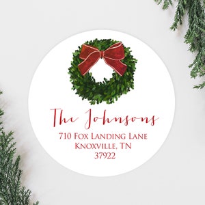 Kerst krans vakantieadres etiketten, schattige boerderij kerstkaart adresetiketten, ronde 2 inch adresetiketten retour