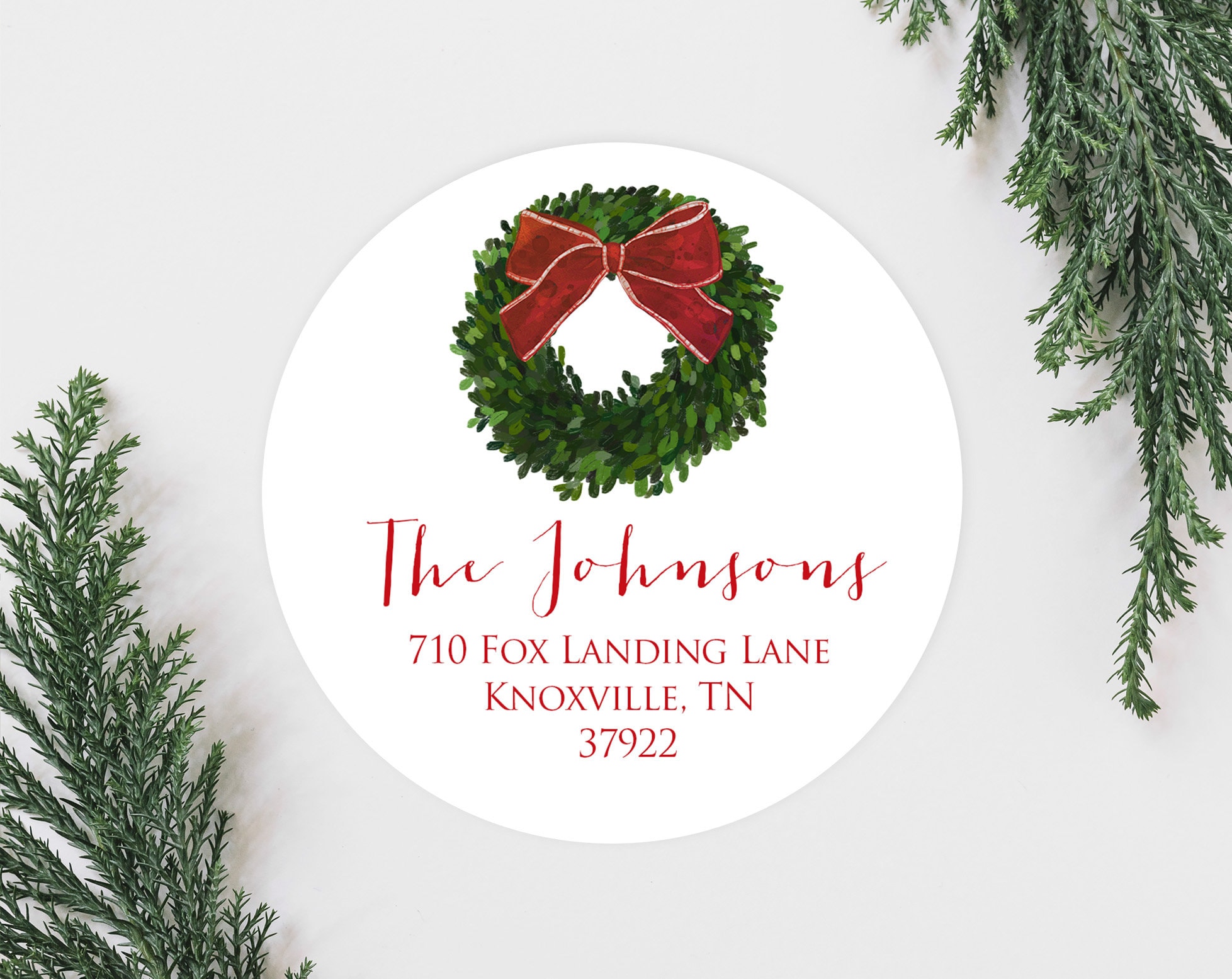 Christmas Wreath Holiday Address Labels, Cute Farmhouse Christmas Card  Address Labels, Round 2 Inch Return Address Labels